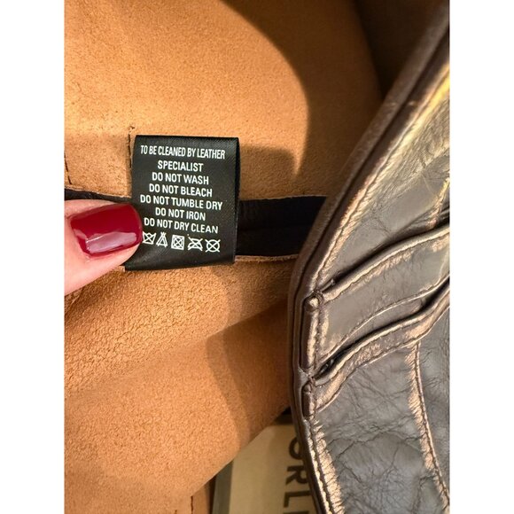 GRLFRND Brown Leather Mini Skirt with Front Pockets NWT - Size Large - Picture 8 of 9